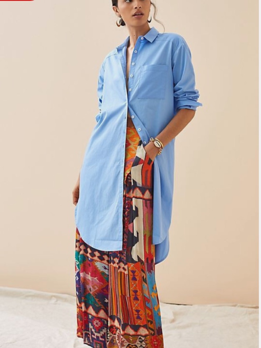 Light Blue Longline Cotton Shirt - Men Shirts